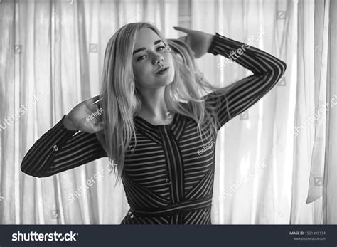 Sexy Blonde Tight Dress Beautiful Adult Stock Photo 1561409134 Shutterstock