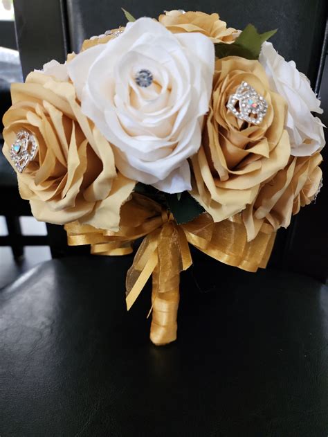 Gold and Ivory Quince Bouquet Gold & Ivory Bouquet With Silver Pendants