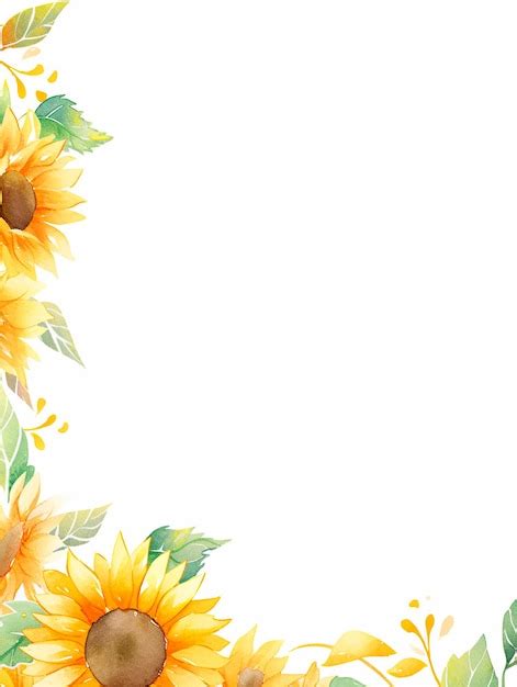 Premium Photo | Sunflower Watercolor Border