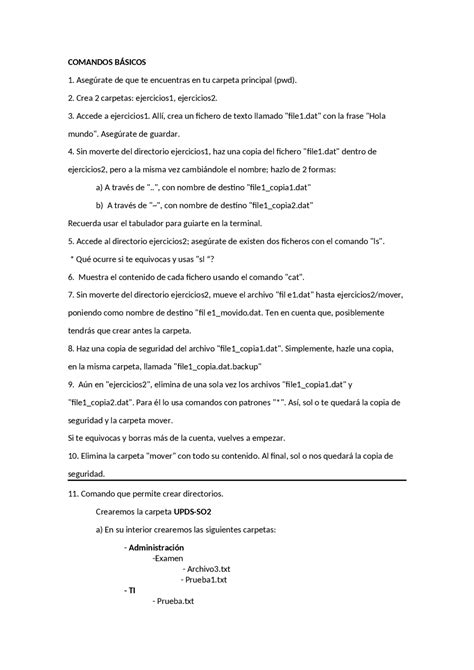 Comandos basicos linux | Apuntes de Sistemas Operativos | Docsity
