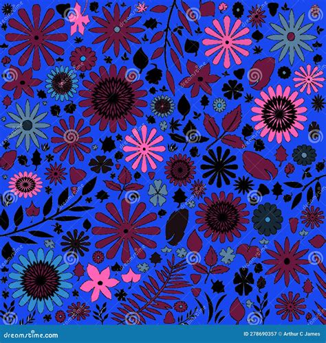 Abstract And Contemporary Digital Art Seamless Floral Design Stock