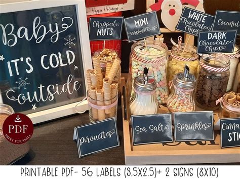 Hot Cocoa Bar Sign Labels PRINTABLE Kit Etsy