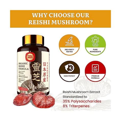 Yasumako Japanese Reishi Mushroom Supplement 800mg With Reishi Mushroom