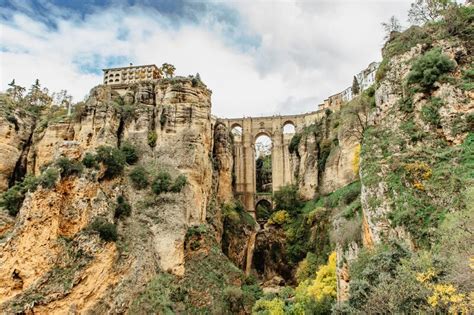 Linda Vista De Ronda Andaluzia Espanha Nova Ponte Puente Nuevo Sobre A