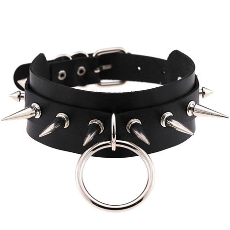 Bdsm Play Collar Black Spike Choker Collar Women Men Punk Vegan Leather Choker Emo Metal Spiked