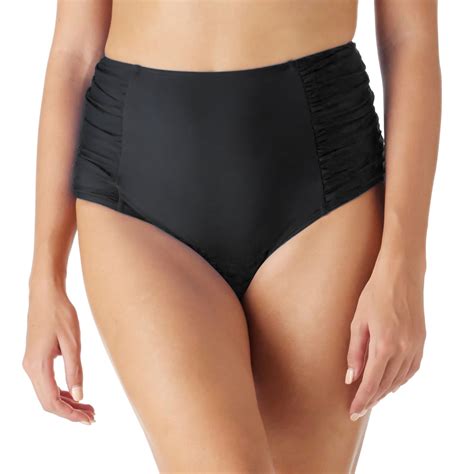 Relleciga Women S Black Retro High Waisted Bikini Bottom Ruched Side