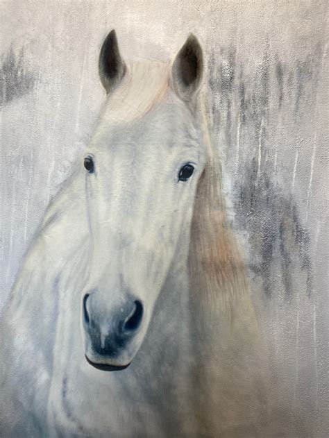 White Western Horse Oil Painting on Canvas White Horse - Etsy