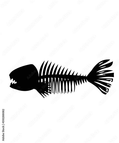 Fish Svg Fish Bones Svg Angry Fish Skeleton Svg Fishing Svg