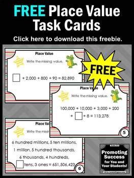 FREE Place Value Games Task Cards Expanded Form 4th 5th Grade Math