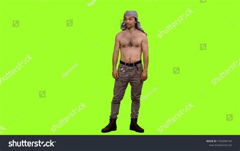 Man Arabic Scarf Naked Torso Stands Stock Photo Shutterstock
