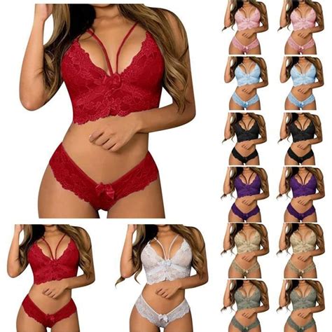 Culotte Ensemble De Lingerie Sexy En Dentelle Rouge Pour Femme Spandex Rouge Cdiscount