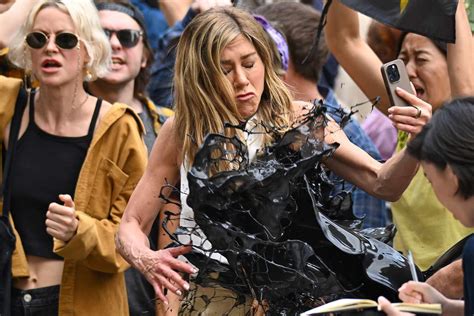 Jennifer Aniston doused in oil for The Morning Show