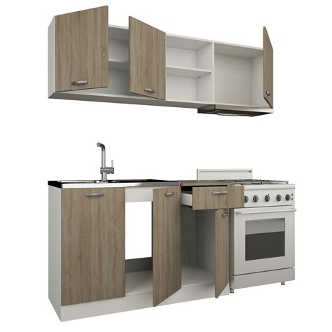 Комплект мебели за кухня 180 см, Бял/Дъб Сонома тъмно - eMAG.bg