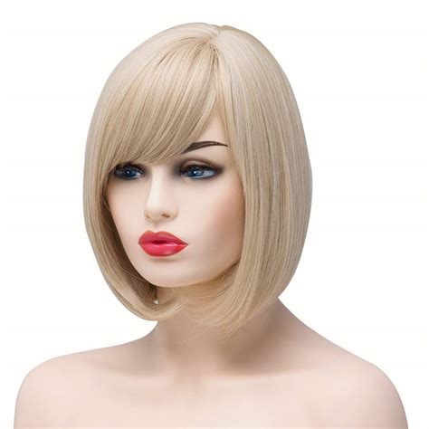 BESTUNG Kurze Bob Gerade Blonde Gemischte Perücken für Frauen Damen