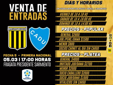 ALMIRANTE BROWN - EL GIGANTE DEL OESTE: 🎫 | Ventas de entradas | CADU