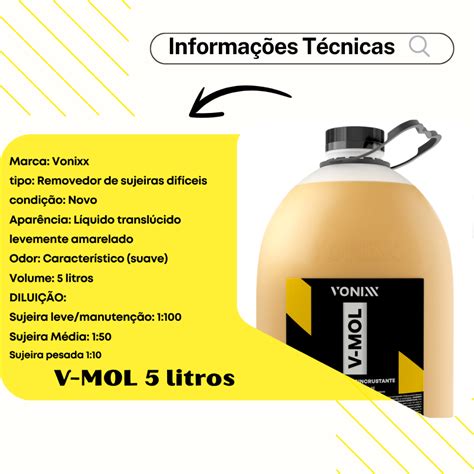 V Mol 5 Litros - V-Mol Vonixx 5 litros Lava Autos Desincrustante Remoção De Sujeiras ...