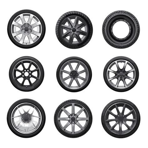 Premium Vector Complete Set Of Car Wheels Vector Illustration