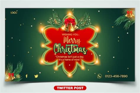 Premium Psd Merry Christmas Twitter Post With Christmas Elements