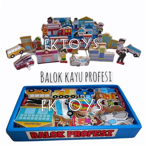 Jual Balok Kayu Profesi Balok Aksesoris Profesi Mainan Kayu Edukasi