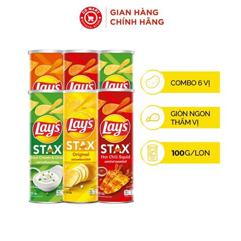 Snack Khoai Tây Miếng Lay s Stax 100g lon Shopee Việt Nam