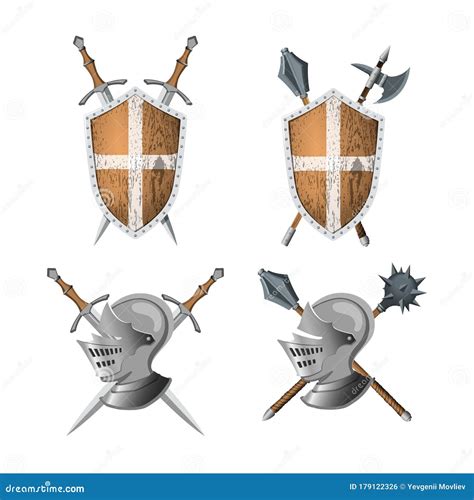 Knight`s Coat Of Arms Warrior Weapons And Armor Sword Shield And