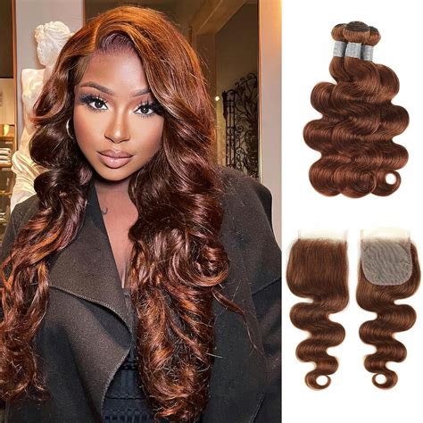 Amazon Alher A Body Wave Bundles With Closure X Reddish Brown