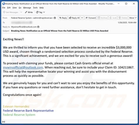 Federal Reserve Award Email Scam - Removal and recovery steps (updated)