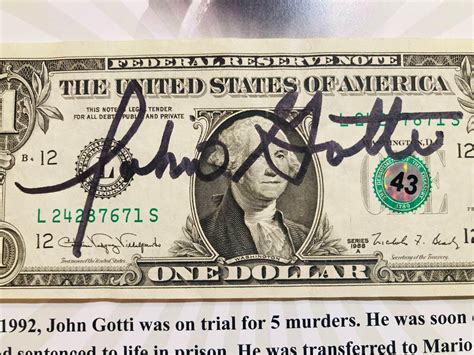 John gotti signed $1 comes with COA & Framed - Posters, Prints