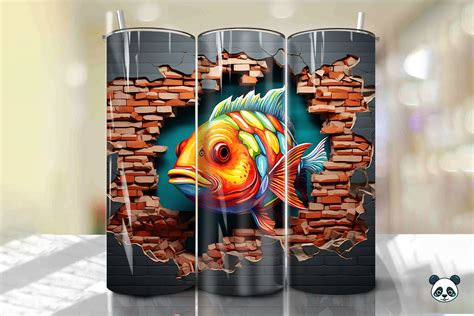 3D Fish Cracked Hole Tumbler Wrap 10 Graphic By Pandastic Creative