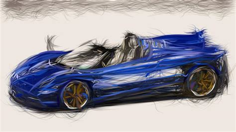 Pagani Huayra Roadster Drawing Digital Art By Carstoon Concept Fine