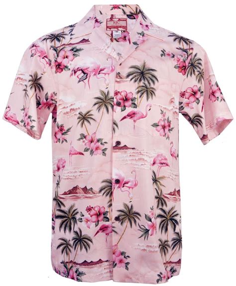 Pink Flamingo Mens Hawaiian Aloha Shirt In Pink Fashion Mens