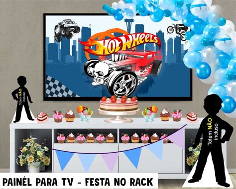 Painel De Festa Para Tv Hot Wheels Festa No Rack Digital Elo