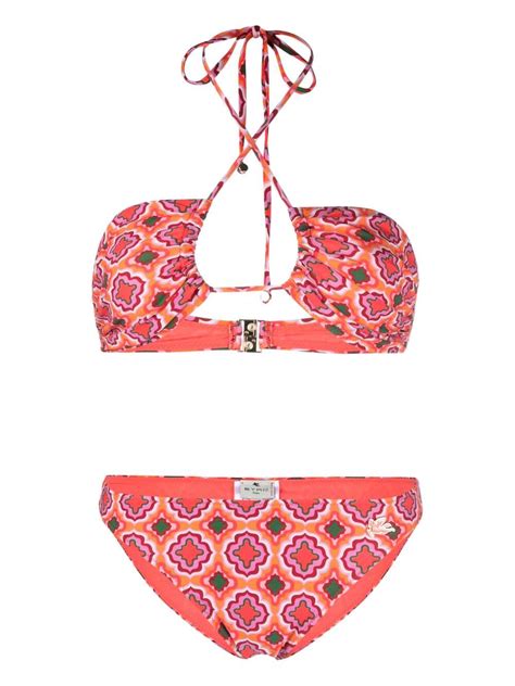 Etro Graphic Print Two Piece Bikini In Orange Off Editorialist