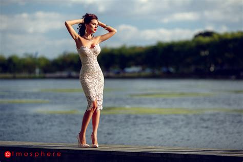 Rochie Trei Sferturi Dantela Nude R Atmosphere Fashion