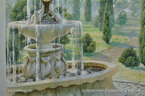 рисунок воды, фонтан,брызги | Фонтаны, Роспись стен, Стена