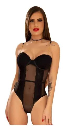 Lingerie Sexy Body Em Renda Bojo E Tule Al As Correntes Frete Gr Tis