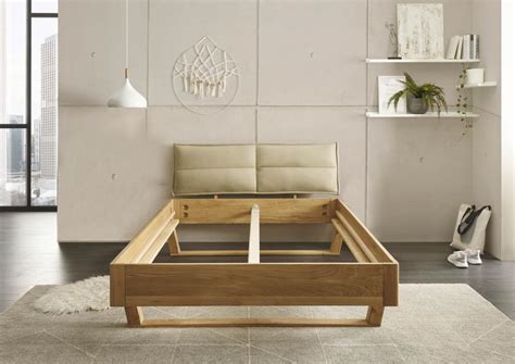 140x200 Bett TJARK von Schlafkontor Fichte massiv Eichefarbig / Beige ...