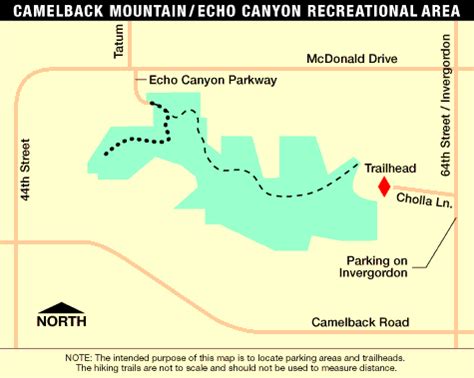 Camelback Mountain Maps: Echo Canyon, Cholla Hiking Trails Directions