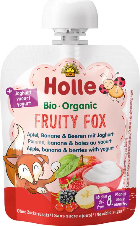 Holle Baby Food Quetschie Fruity Fox Apfel Banane Beeren Mit Joghurt