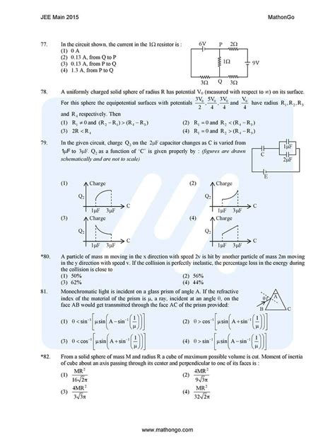 JEE Main 2015 Previous Year Question Paper with Answer Keys – MathonGo