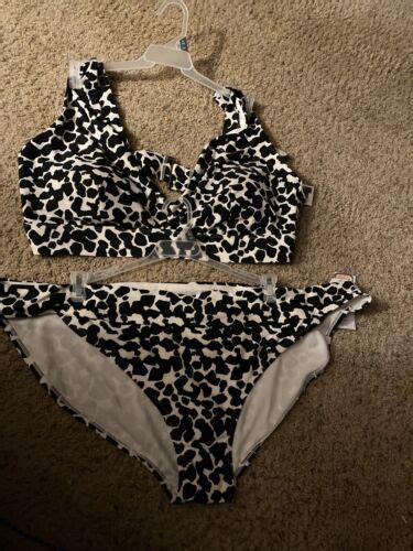 Plus Size X W W Time And Tru Bikini Swim Top Bottoms Black Ivory Ebay