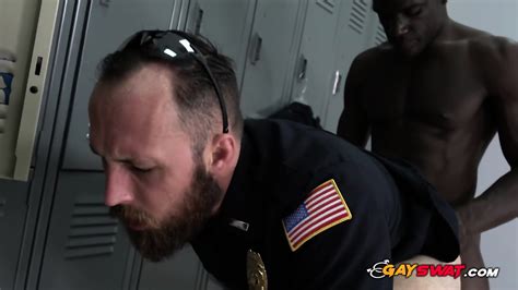Horny Gay Cops Take Black Suspect To The Locker Room For A Banging