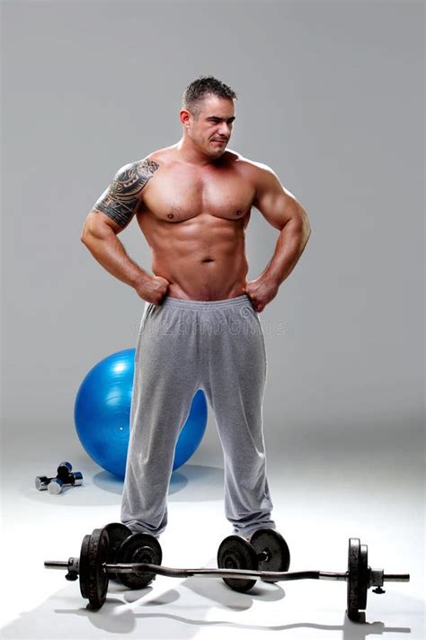 Bodybuilder Relaxed Posing Stock Image Image Of Naked Attractive