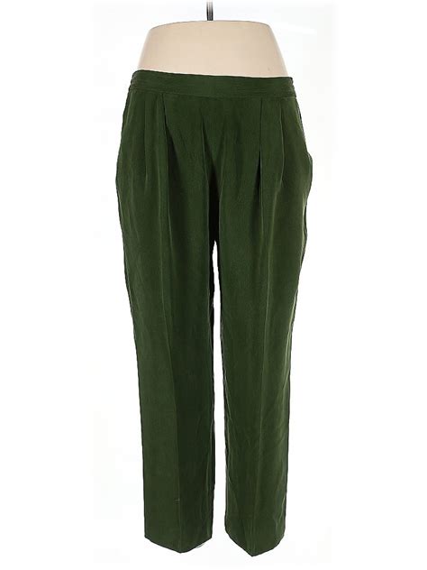 Gumps San Francisco 100 Silk Solid Green Silk Pants Size 16 62 Off