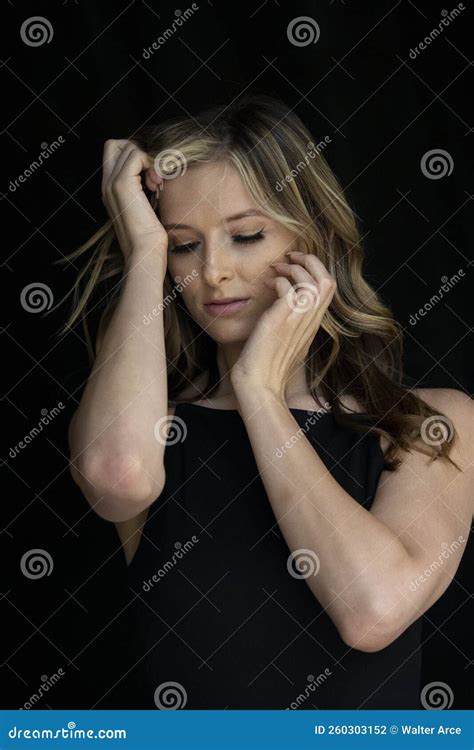 A Lovely Blonde Model Poses Outdoor While Enjoying The Spring Weather Stock Photo Image Of