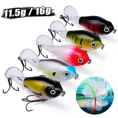 Popper Fishing Lure Cauda Macia Rotativa Topwater Crankbait Whopper