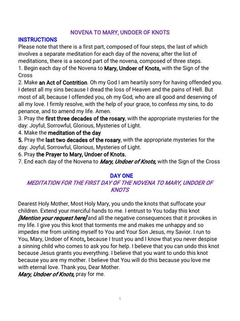 Novena To Mary Undoer Of Knots Pdf