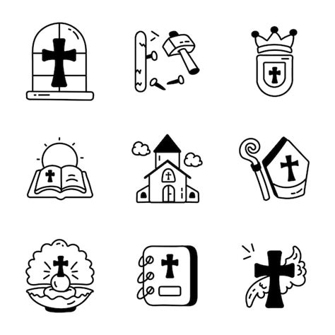 Premium Vector A Bundle Of Christianity Doodle Icons