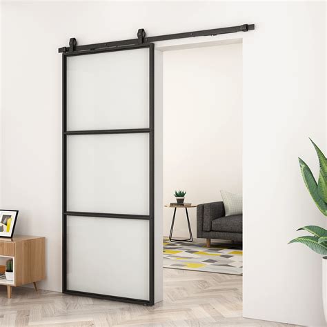 Buy Barnsmith 36in X 84in Frosted Glass Barn Door With 6ft Top Mounted