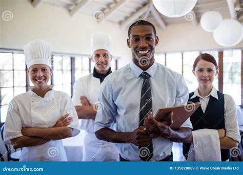 Group Of Hotel Staffs Standing In Hotel Stock Image Image Of